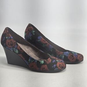 Aerosoles Plum Tree Floral Fabric Wedge Shoes 12